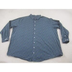 SYNRGY Stretch Shirt Mens 3XLT Blue‎ Floral Button Front Long Sleeve Casual